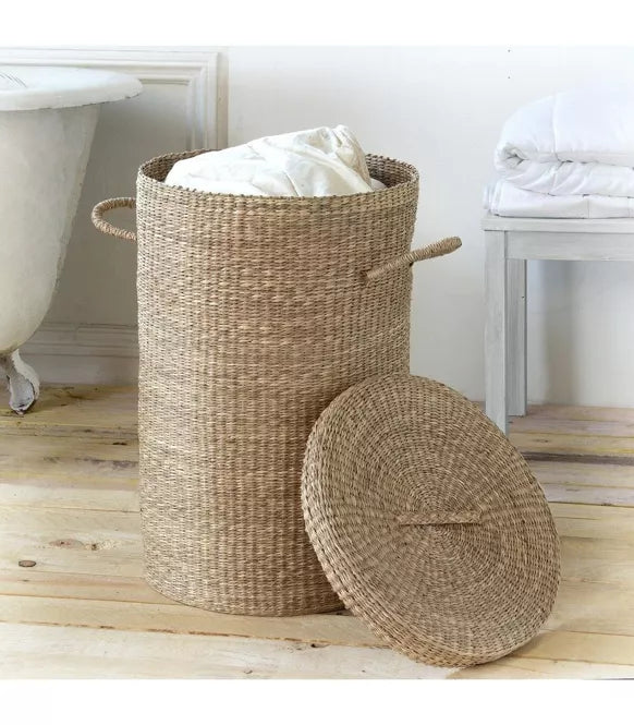 Panier à linge en jonc de mer naturel | Calicosy – Fait main & Éco-Friendly